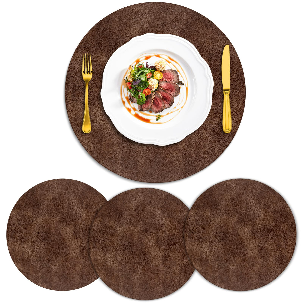 ADRIMER Placemats, Heat Resistant Oval Place Mats Set of 4 Easy to Clean