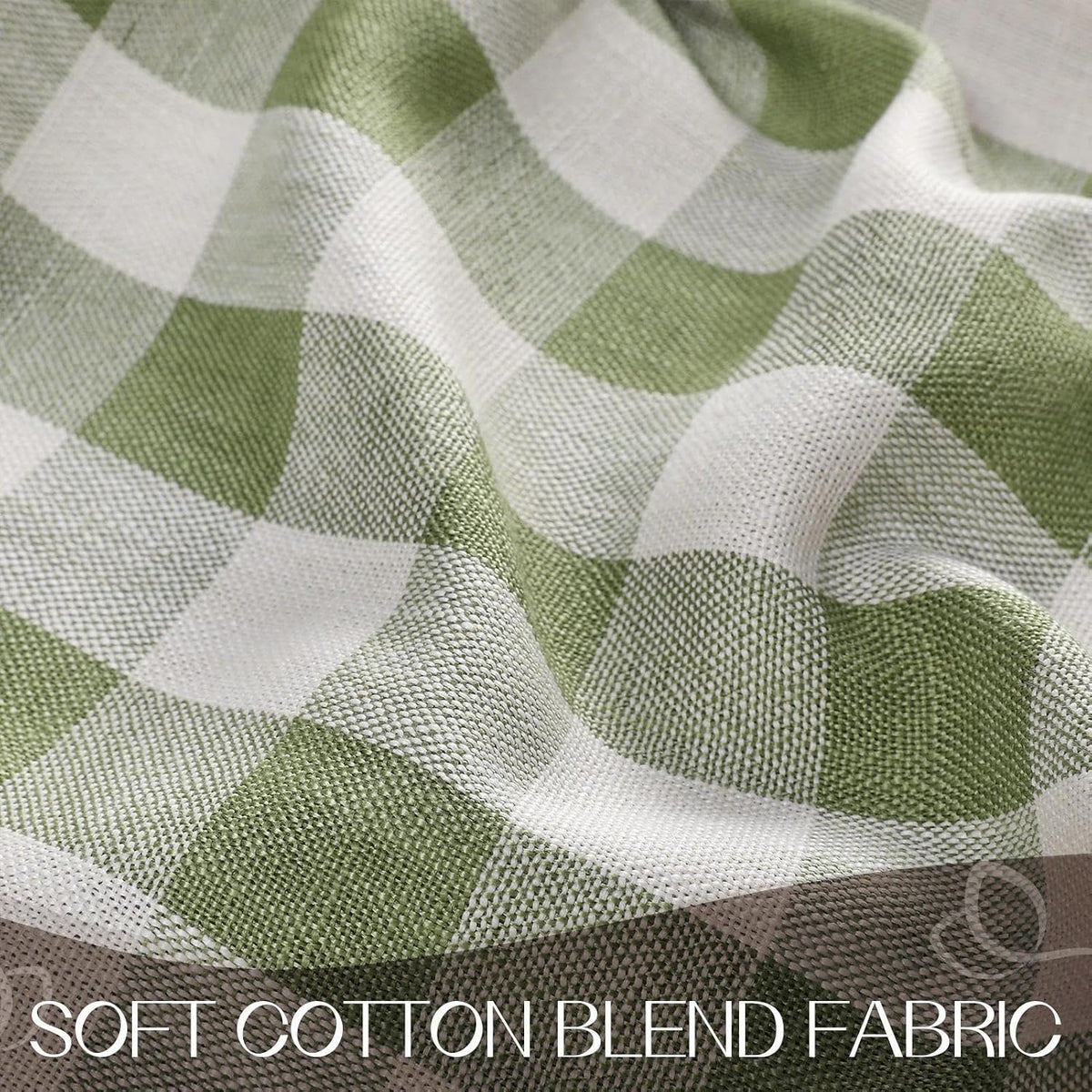 Romanstile Gingham Tassel Tablecloth Rectangle - 55 x 70 Inch, Sage Green