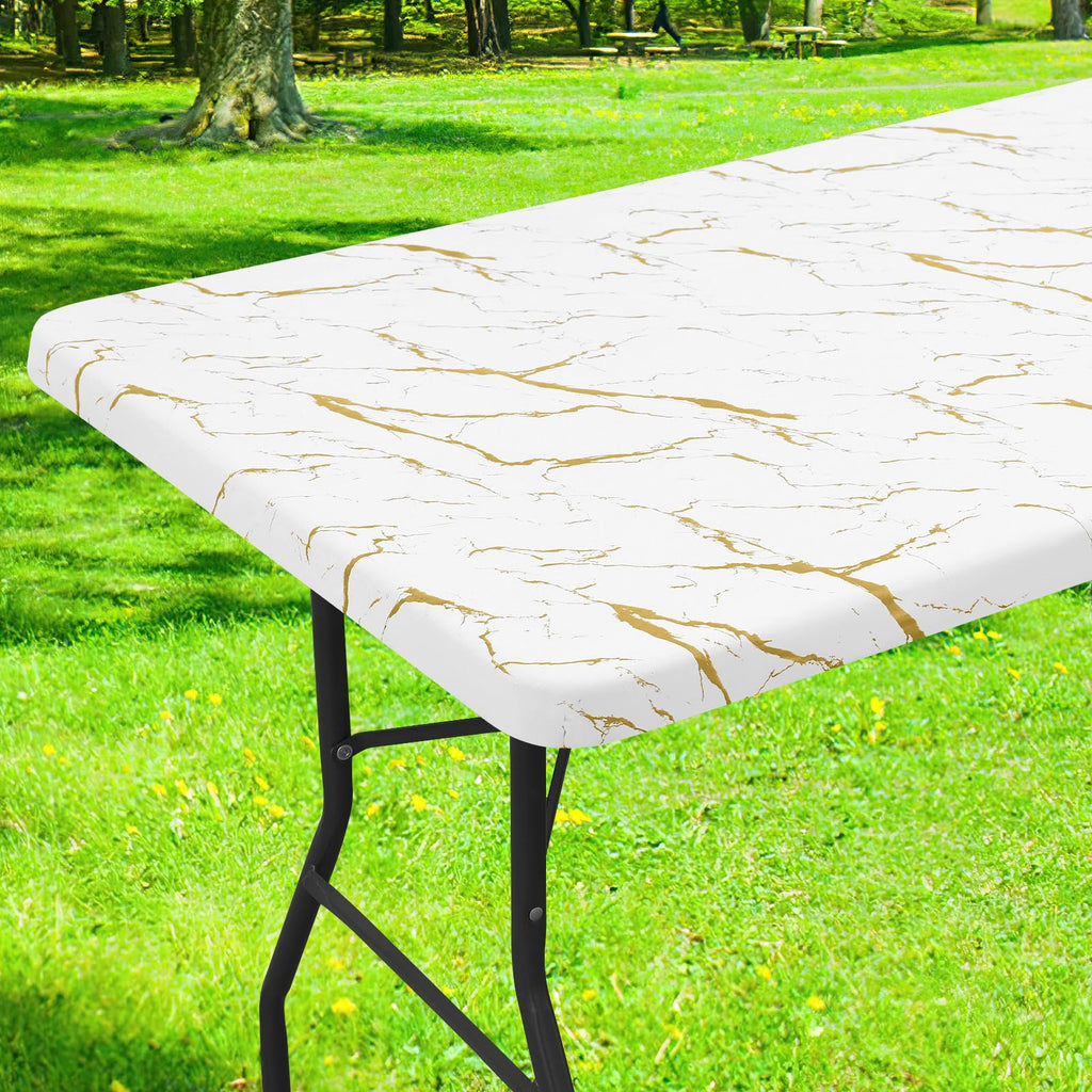 Smiry Rectangle Table Cloth, Waterproof Plastic Table Cover for 5FT Tables