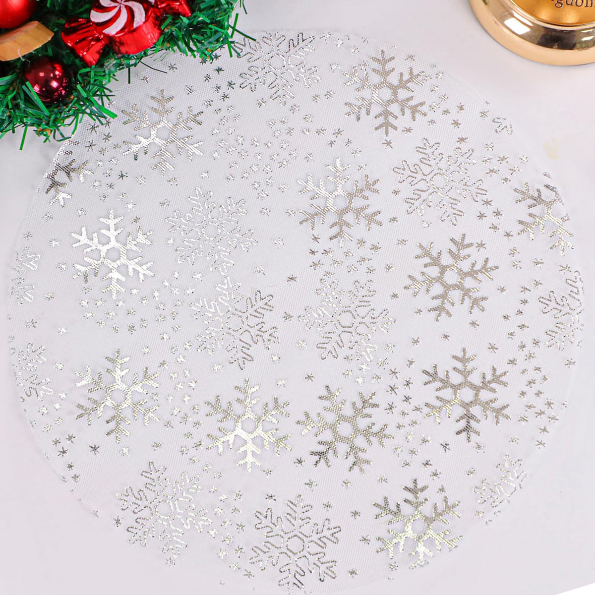 Snowkingdom Gold Placemats Set of 24 Round 13 Inch Foil Mesh Pressed Fall Disposable Table Mates 24 Pack Gold Doilies for Dining Table Wedding Birthday Party Holiday Home Decoration