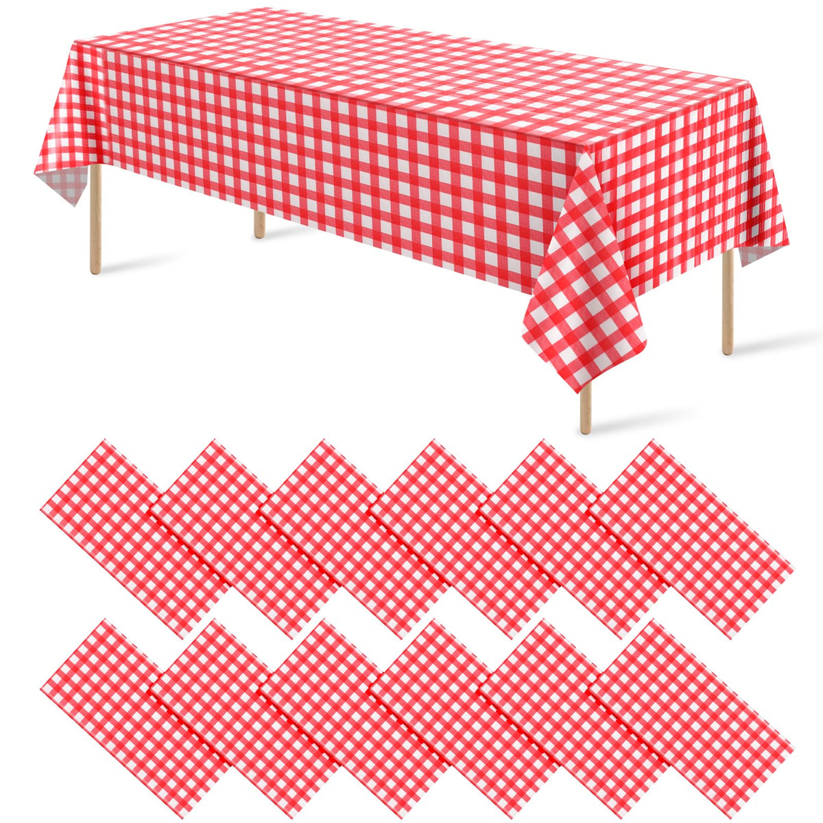 12Pack Sage Green Plastic Checkered Tablecloth, Premium Decorative Disposable Sage Green Gingham Plaid Table Cloths for Parties, Rectangle Party Table Cover for Picnic Birthday Wedding, 54x108 Inch