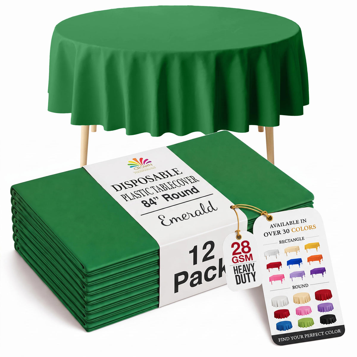 Exquisite Ivory Plastic Table Cloth Disposable 12 Pack, 54 x 108 Inch