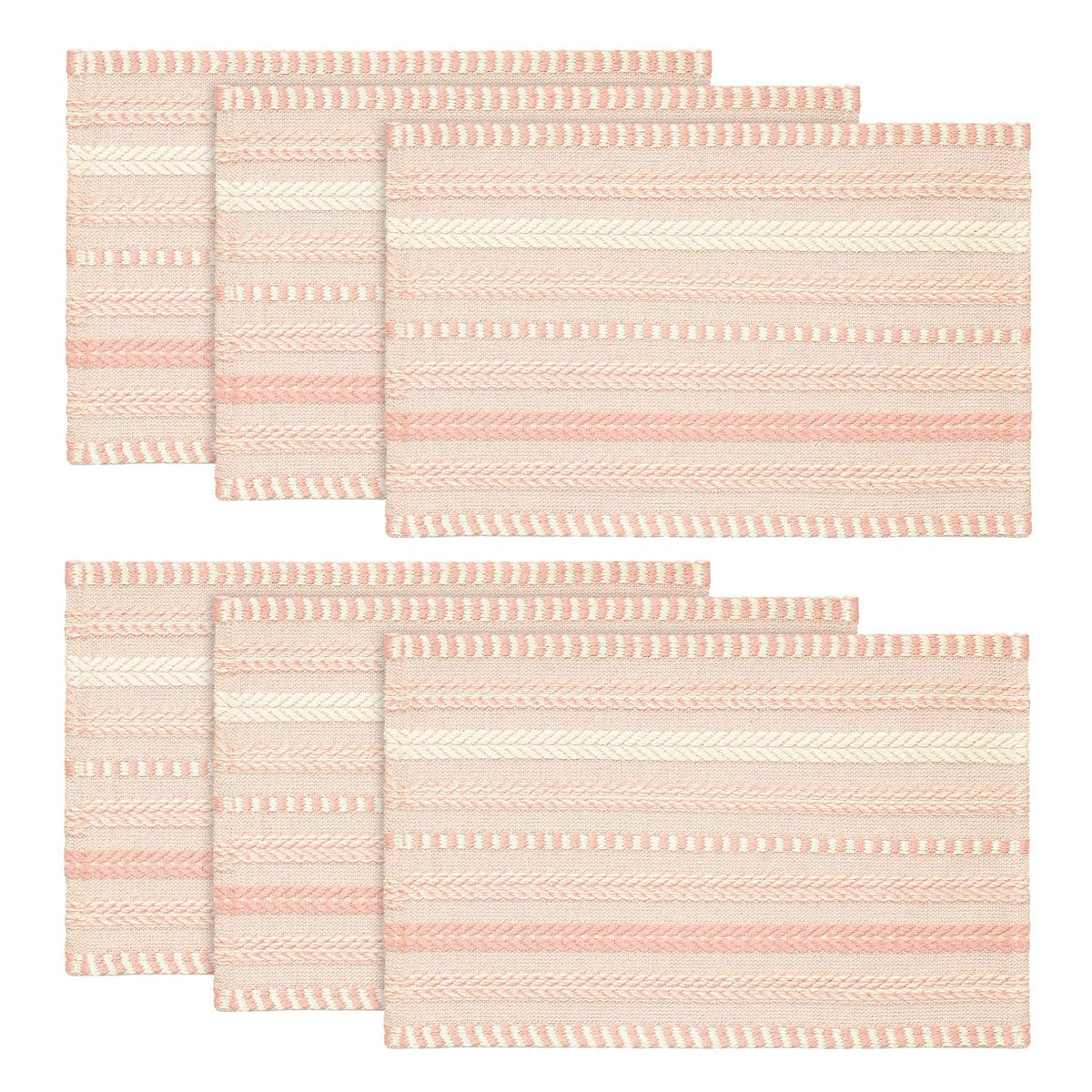 Artoid Mode Light Coffee Woven Braided Stripe Placemats Set of 4-12x18 Inch