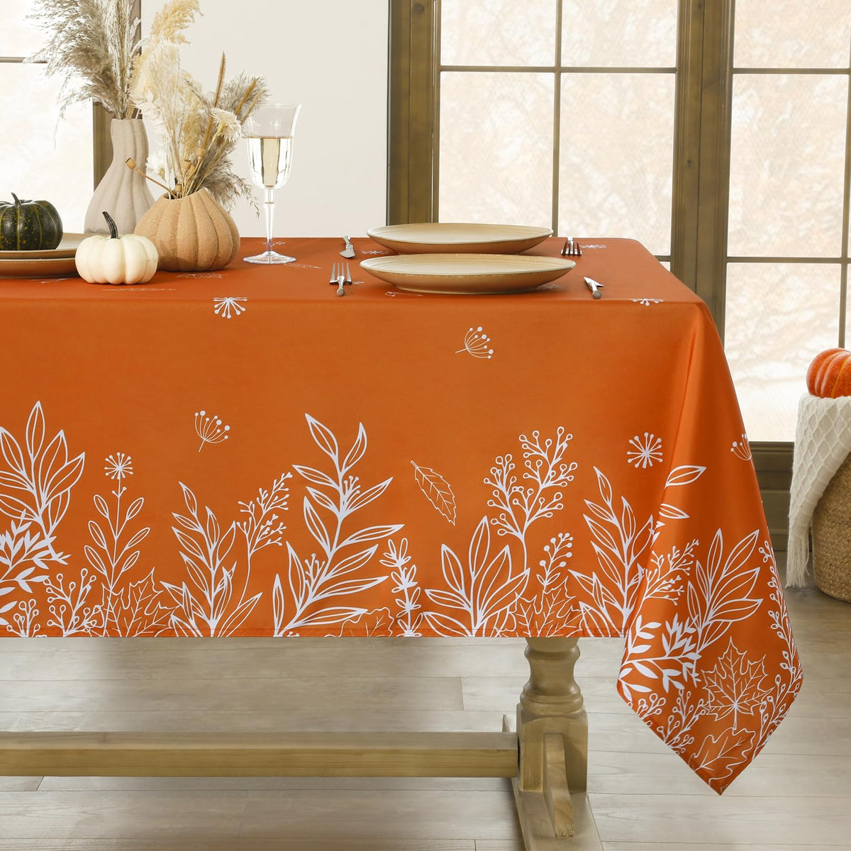 Softalker Fall Tablecloth Rectangle 60 x 84 Inch, Thanksgiving Home Decor