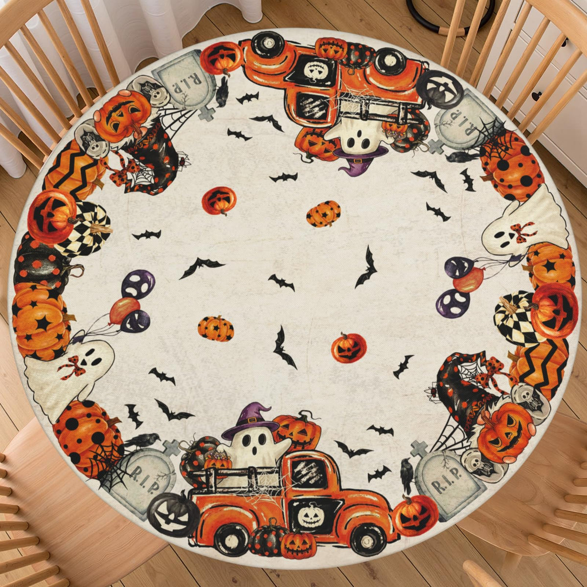 Fall Maple Leaves Round Fitted Tablecloth 40-44 inch, Autumn Leaf Berry Thanksgiving Table Cloth Elastic Edge,Vintage Farmhouse Table Cover Waterproof Washable, Picnic Camping Dining Party Decor