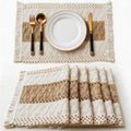 6 Pcs 11.8" x 19" Boho Placemats with Macrame Rustic Farmhouse Table Decor