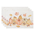 QIYI Boho Table Placemats Set of 4, 12"x18" Linen Place Mats, Wildflowers