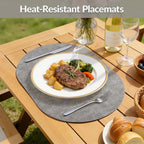homing Heat Resistant Oval Placemats Set of 6, Light Grey