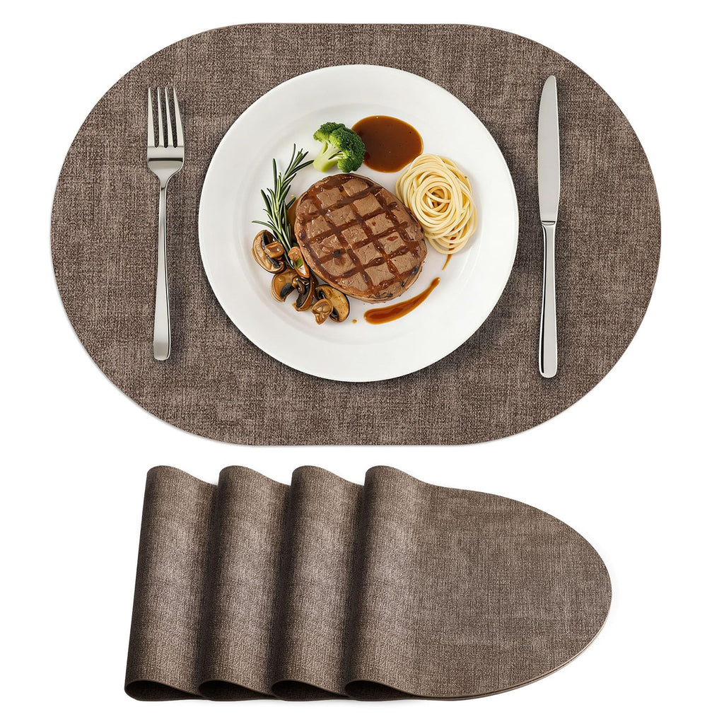 homing Heat Resistant Oval Placemats Set of 6, Light Grey