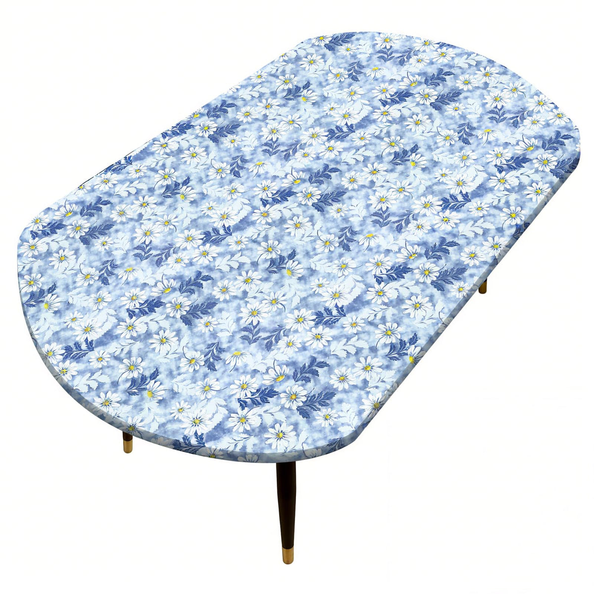 Pioggia Round Vinyl Fitted Tablecloth with Flannel Backing Elastic Table Cloth Waterproof Oil-Proof Plastic Table Cover Best for 37"-44" Round