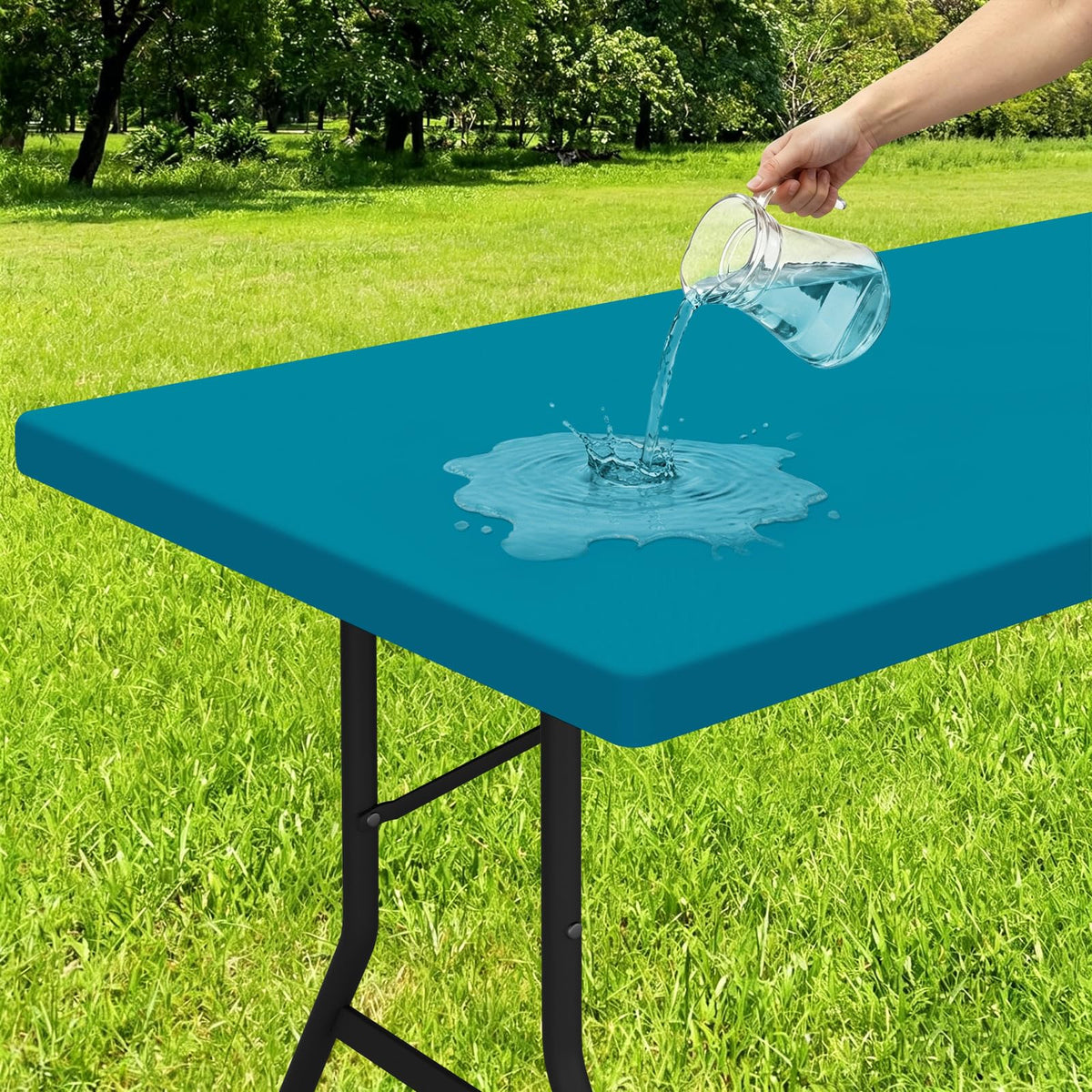 Smiry Rectangle Tablecloth, Elastic Fitted Flannel Backed Vinyl Tablecloths for 6ft Folding Tables, Waterproof Wipeable Table Covers for Indoor, Outdoor, Picnic and Camping (Red, 30"x72")