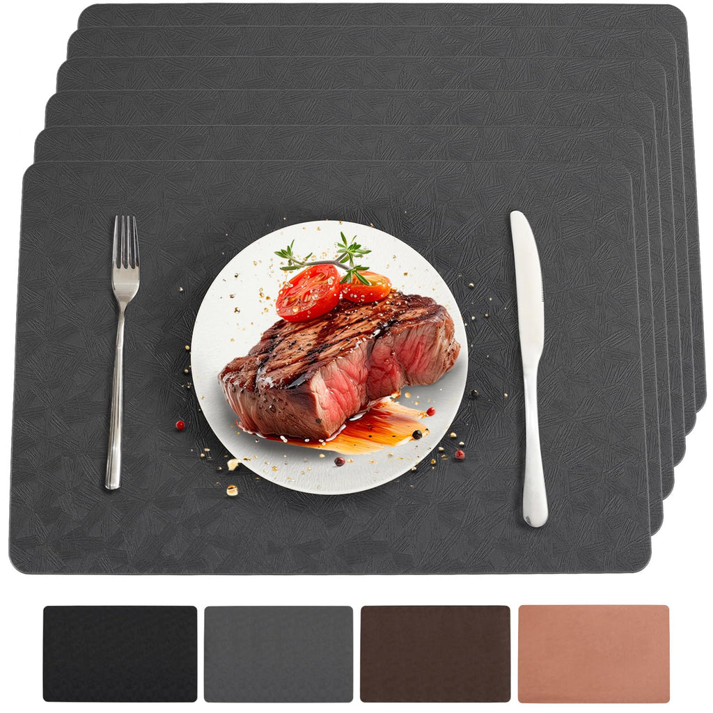 Black Halloween Vinyl Placemats Set of 6 Waterproof Table Mats