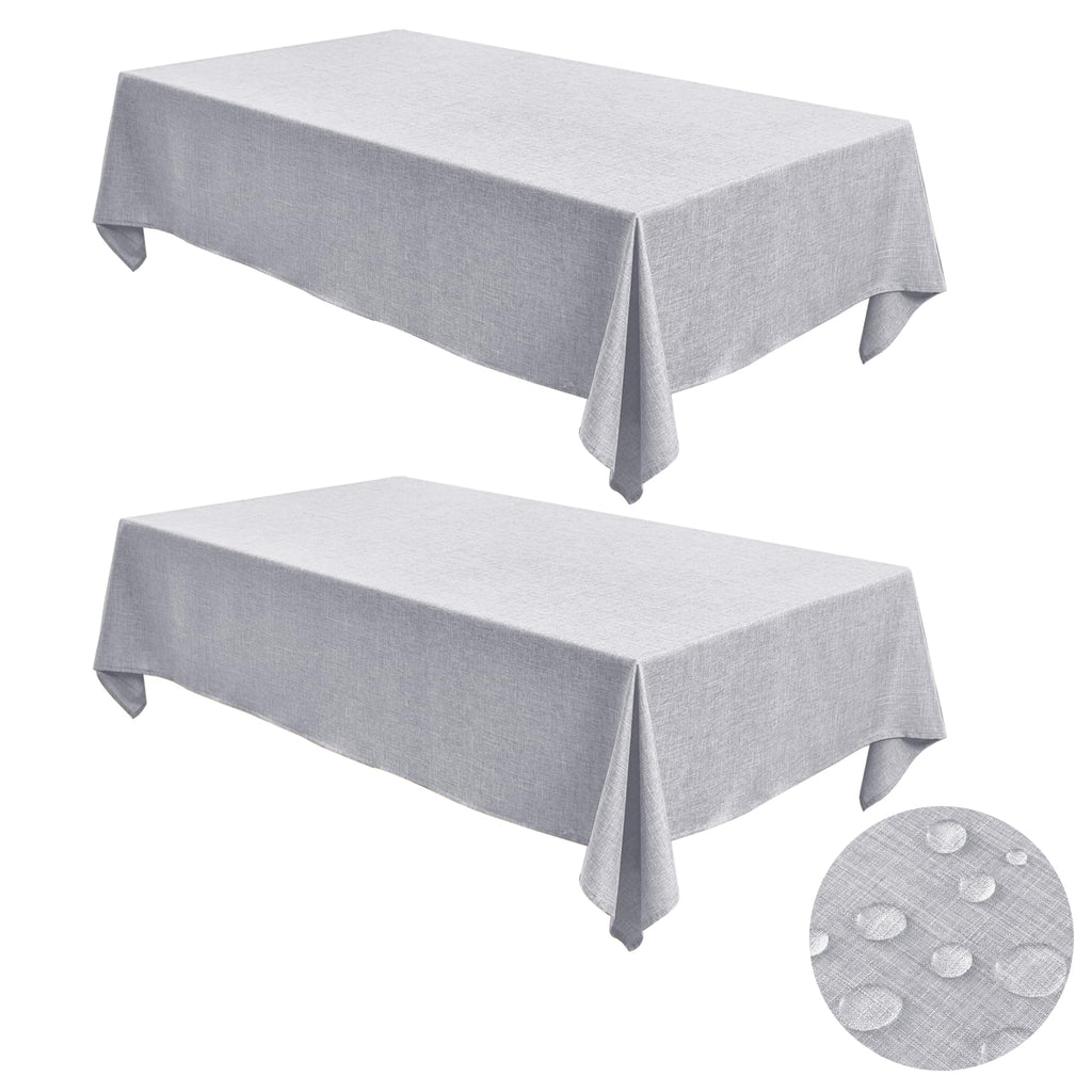 Fitable 2 Pack Linen Textured Rectangle Tablecloths, 52 x 70 Inch, Nature