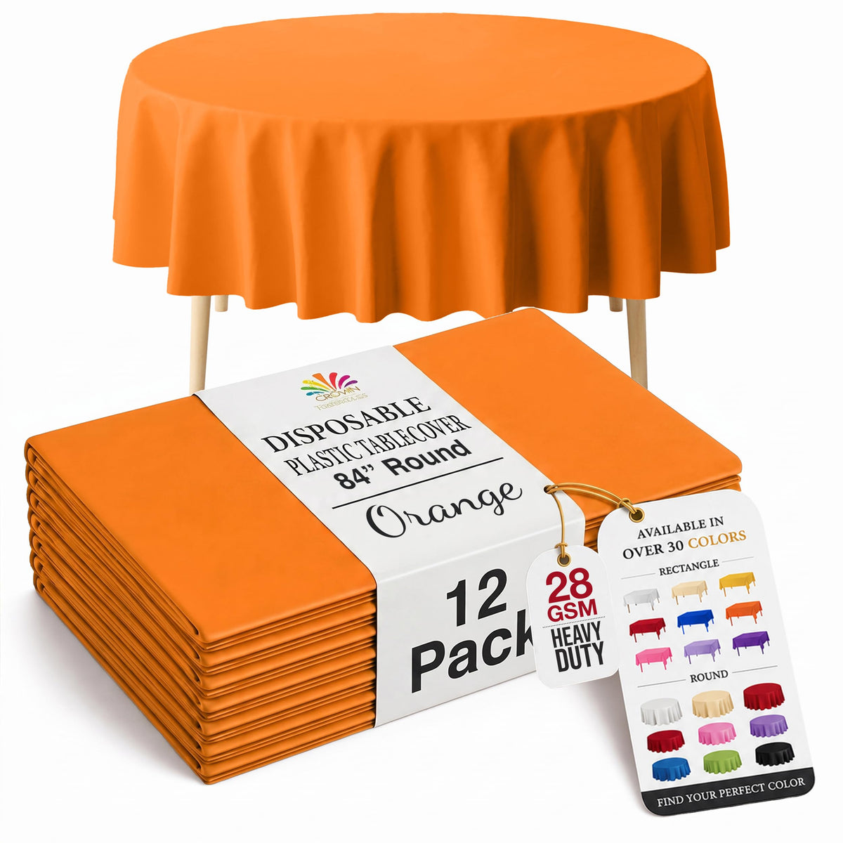 Exquisite Ivory Plastic Table Cloth Disposable 12 Pack, 54 x 108 Inch