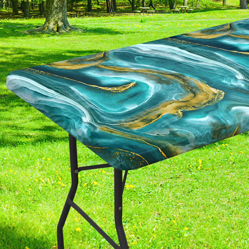 Smiry Rectangle Table Cloth, Waterproof Plastic Table Cover for 5FT Tables