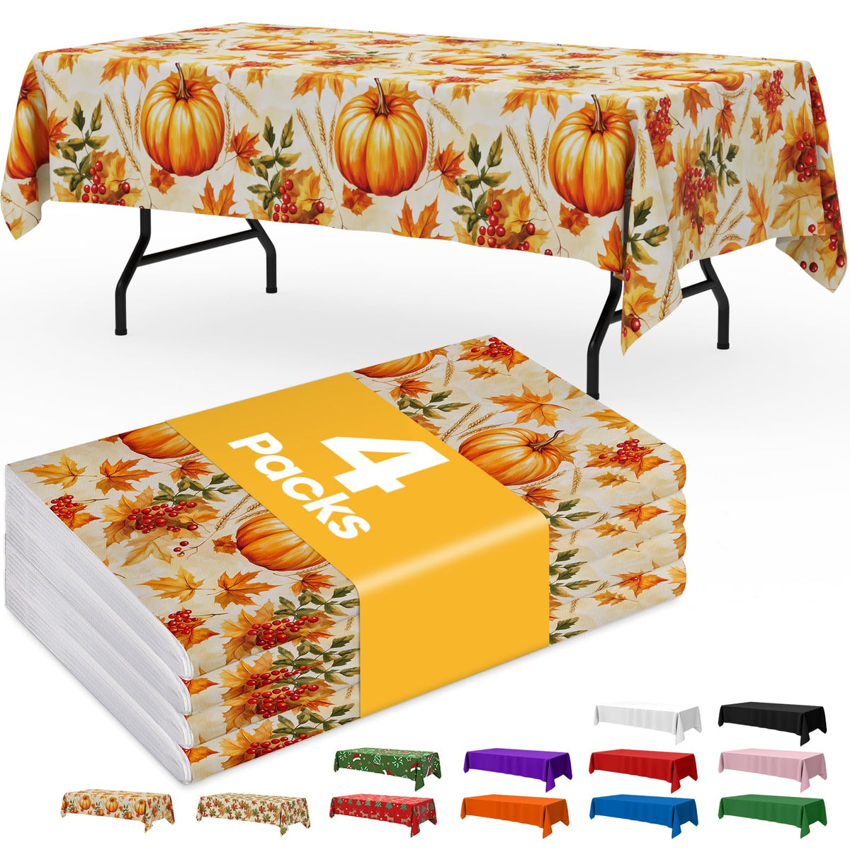 Niuara Ivory Plastic Table Cloth Disposable, 4 Pack, 54 x 108 in