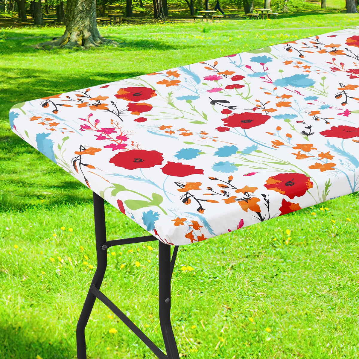 Smiry Rectangle Table Cloth, Waterproof Plastic Table Cover for 5FT Tables