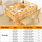 Smiry Fall Rectangle Table Cloth, Waterproof Vinyl Tablecloth with Flannel Backing, Wipeable Autumn Pumpkin Plastic Tablecloths for Harvest and Thanksgiving Parties, (Orange, 60"x84")