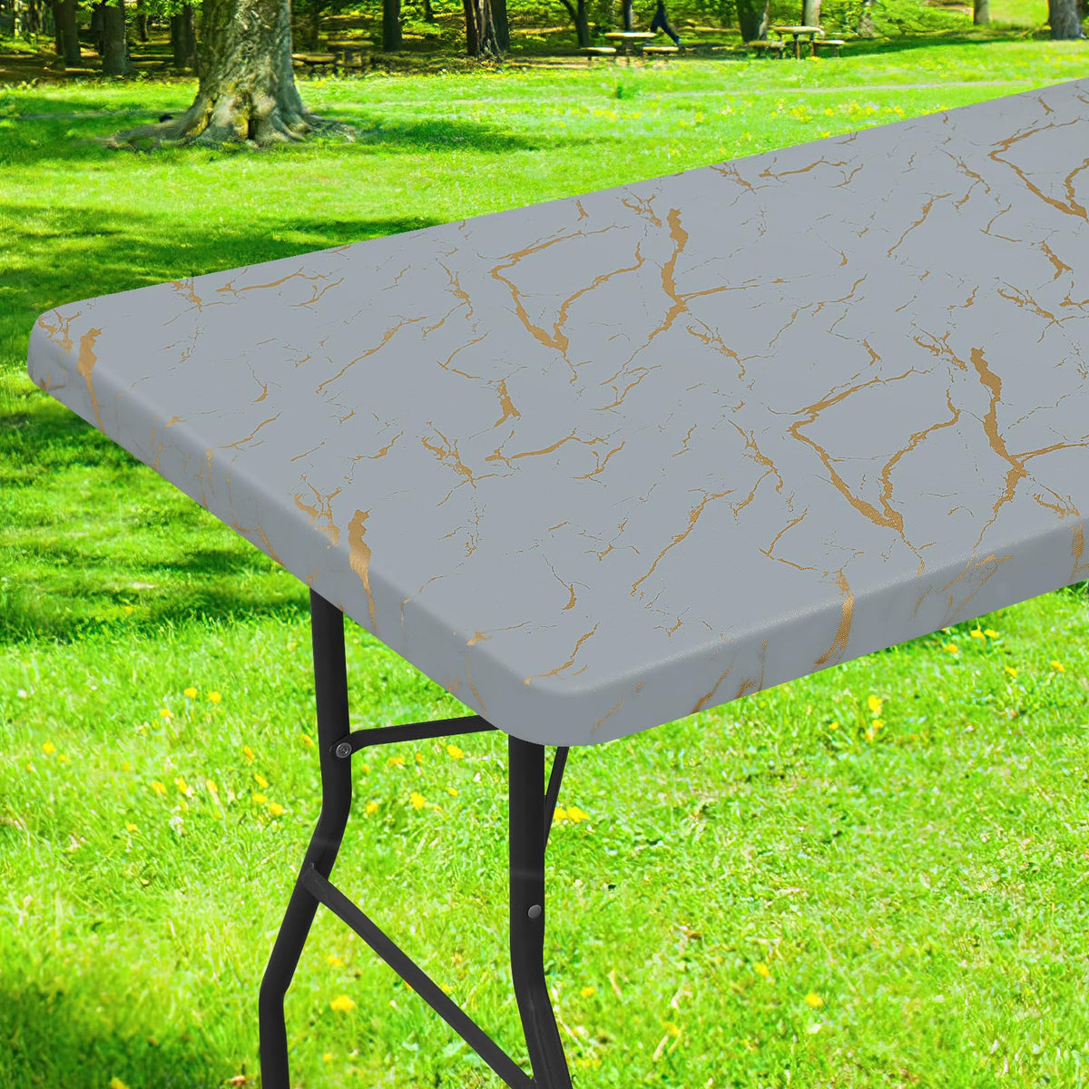 Smiry Rectangle Table Cloth, Waterproof Plastic Table Cover for 5FT Tables