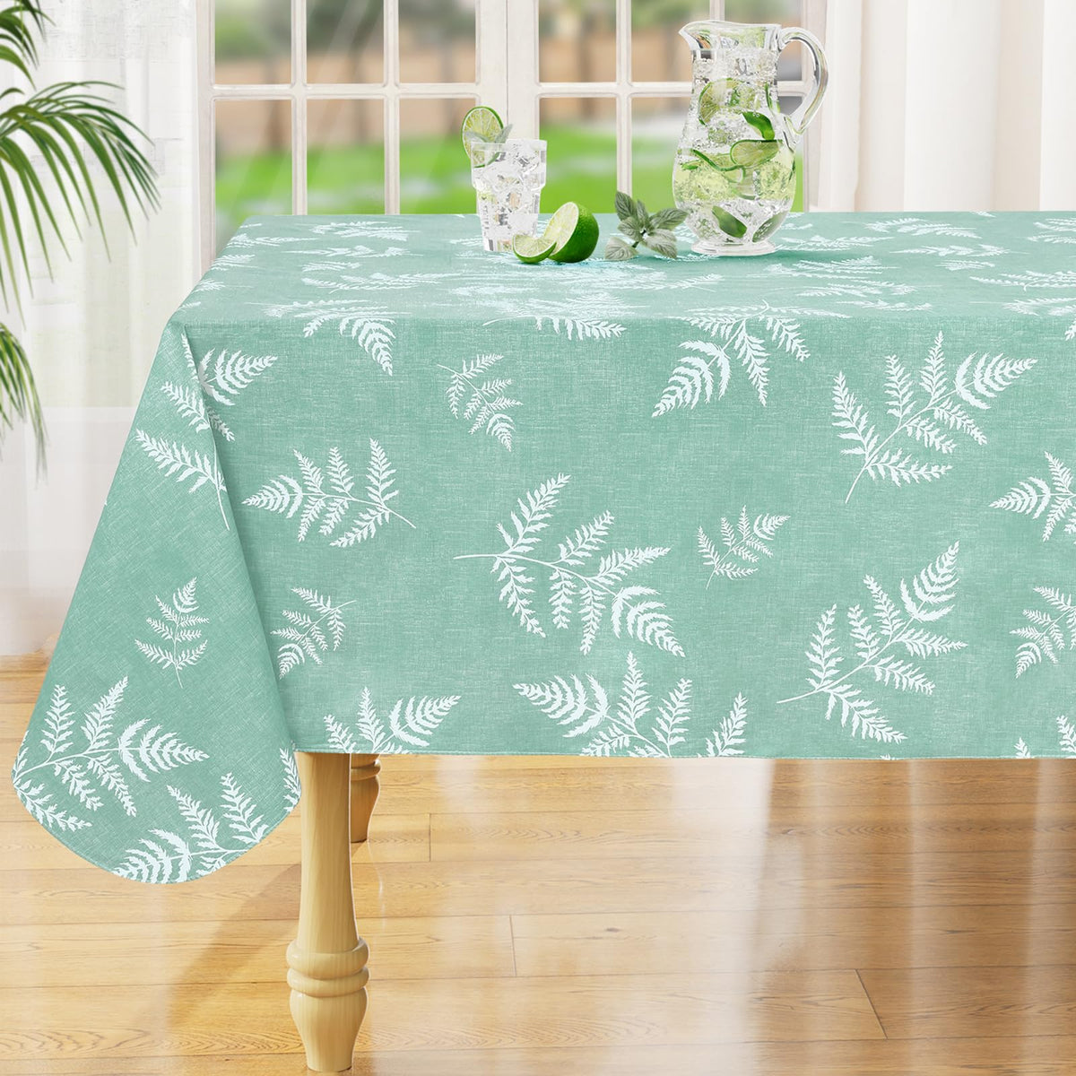 misaya Rectangle Waterproof Vinyl Table Cloth, Plastic Tablecloth with Flannel Backing, Wipeable Table Cover for Dinner, Picnic, Indoor and Outdoor (Weave Patternd, 52" x 70")