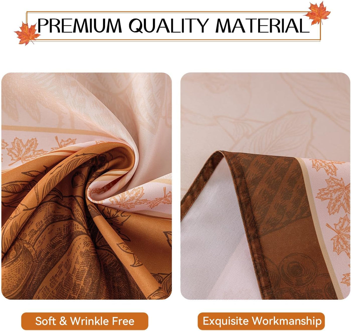 Romanstile Fall Thanksgiving Rectangle Tablecloth 60 x 84 Inch, Orange