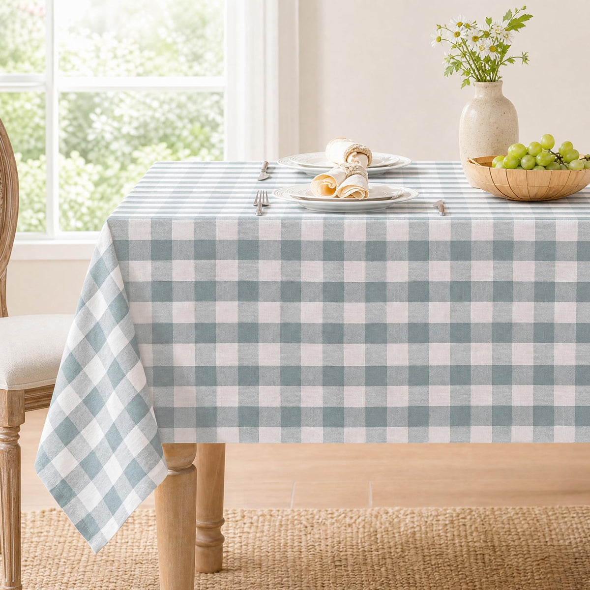 Gingham Tablecloth Rectangle Table, Cotton Linen Fabric Picnic Checkered Table Cloth Farmhouse Washable Wrinkle Free Buffalo Plaid Table Cover for Outdoor Birthday Party, Pink, 60x106