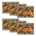 Artoid Mode Navy Blue Pumpkins Fall Placemats Set of 6-12 x 18 Inch