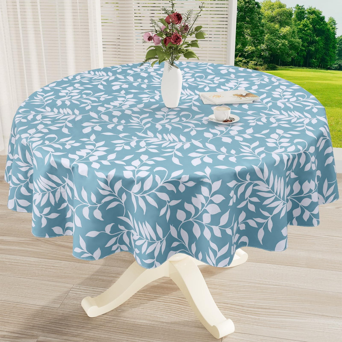 misaya Rectangle Waterproof Vinyl Table Cloth, Plastic Tablecloth with Flannel Backing, Wipeable Table Cover for Dinner, Picnic, Indoor and Outdoor (Weave Patternd, 52" x 70")