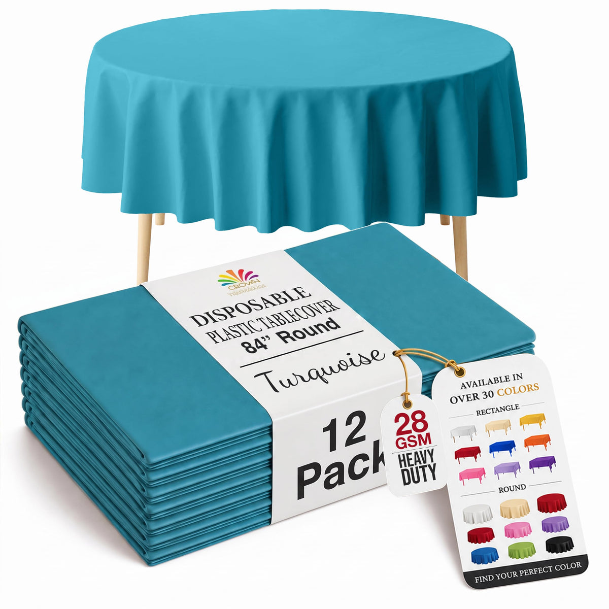 Exquisite Ivory Plastic Table Cloth Disposable 12 Pack, 54 x 108 Inch