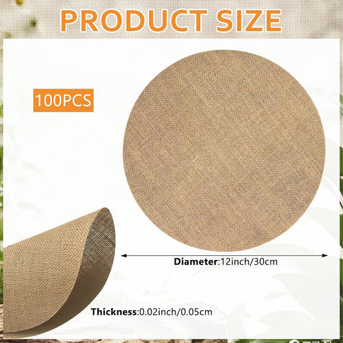 100 Pcs Round Burlap Placemats 11.8 Inch Bulk Burlap Reusable Placemats Circle Brown Table Mats Rustic Table Decorations for Dinner Wedding Farmhouse Table Decor