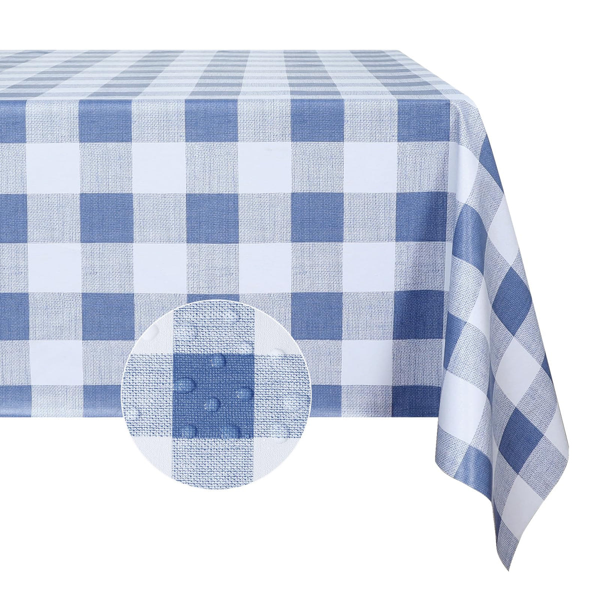 Romanstile Rectangle Vinyl Tablecloth, 100% Waterproof Oil-Proof Checkered Plastic Table Cloth, Heavy Duty Wipeable Table Covers for Dining, Camping, Picnic, Outdoor - 54 x 78 Inch, Grey