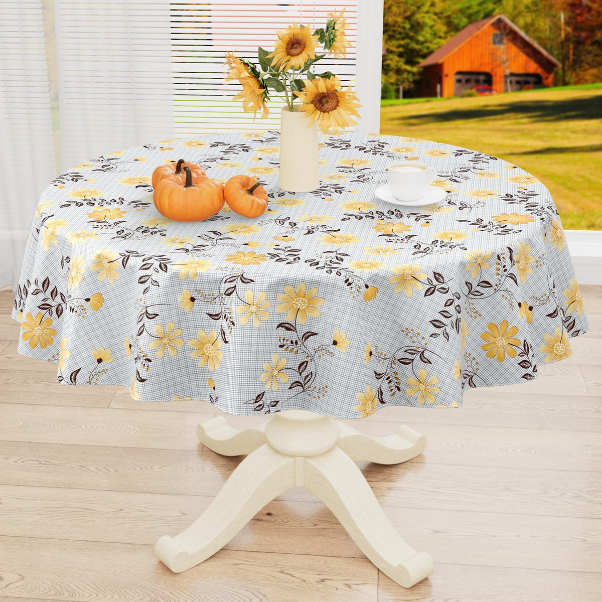 misaya Rectangle Waterproof Vinyl Table Cloth, Plastic Tablecloth with Flannel Backing, Wipeable Table Cover for Dinner, Picnic, Indoor and Outdoor (Weave Patternd, 52" x 70")