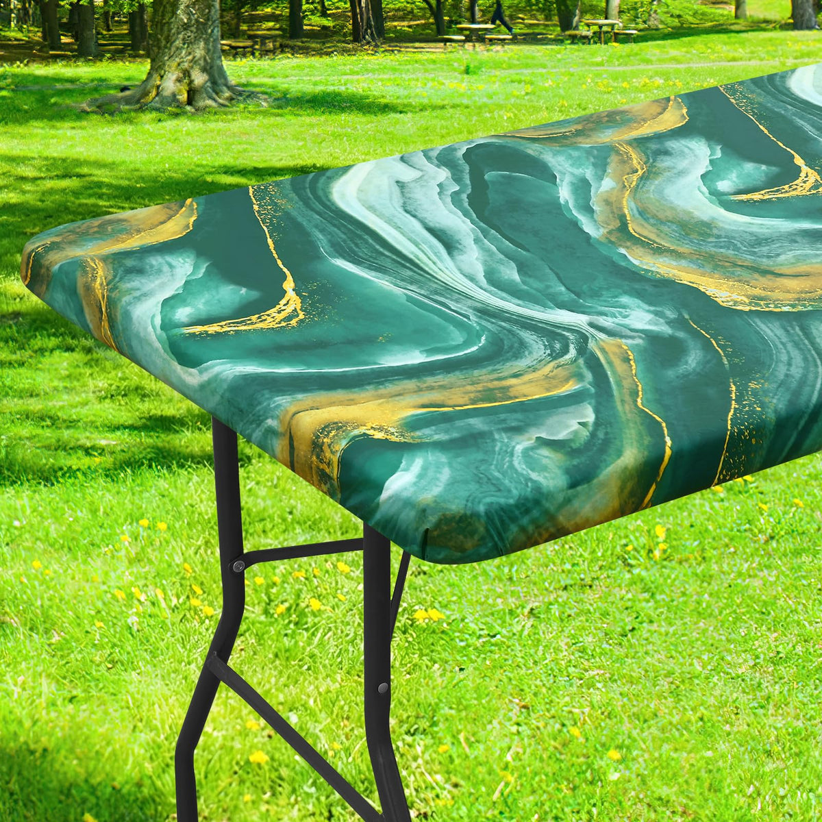 Smiry Rectangle Table Cloth, Waterproof Plastic Table Cover for 5FT Tables
