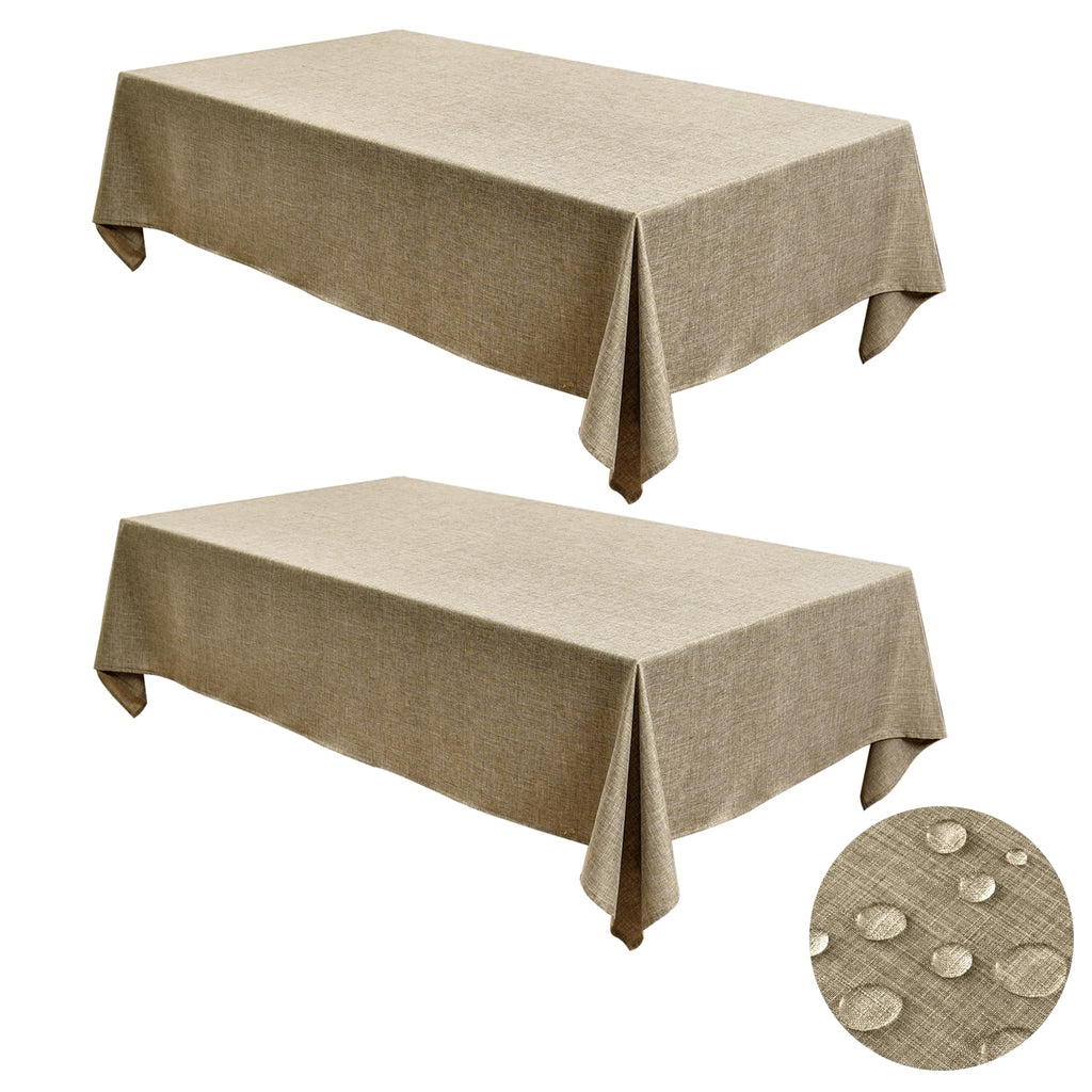 Fitable 2 Pack Linen Textured Rectangle Tablecloths, 52 x 70 Inch, Nature