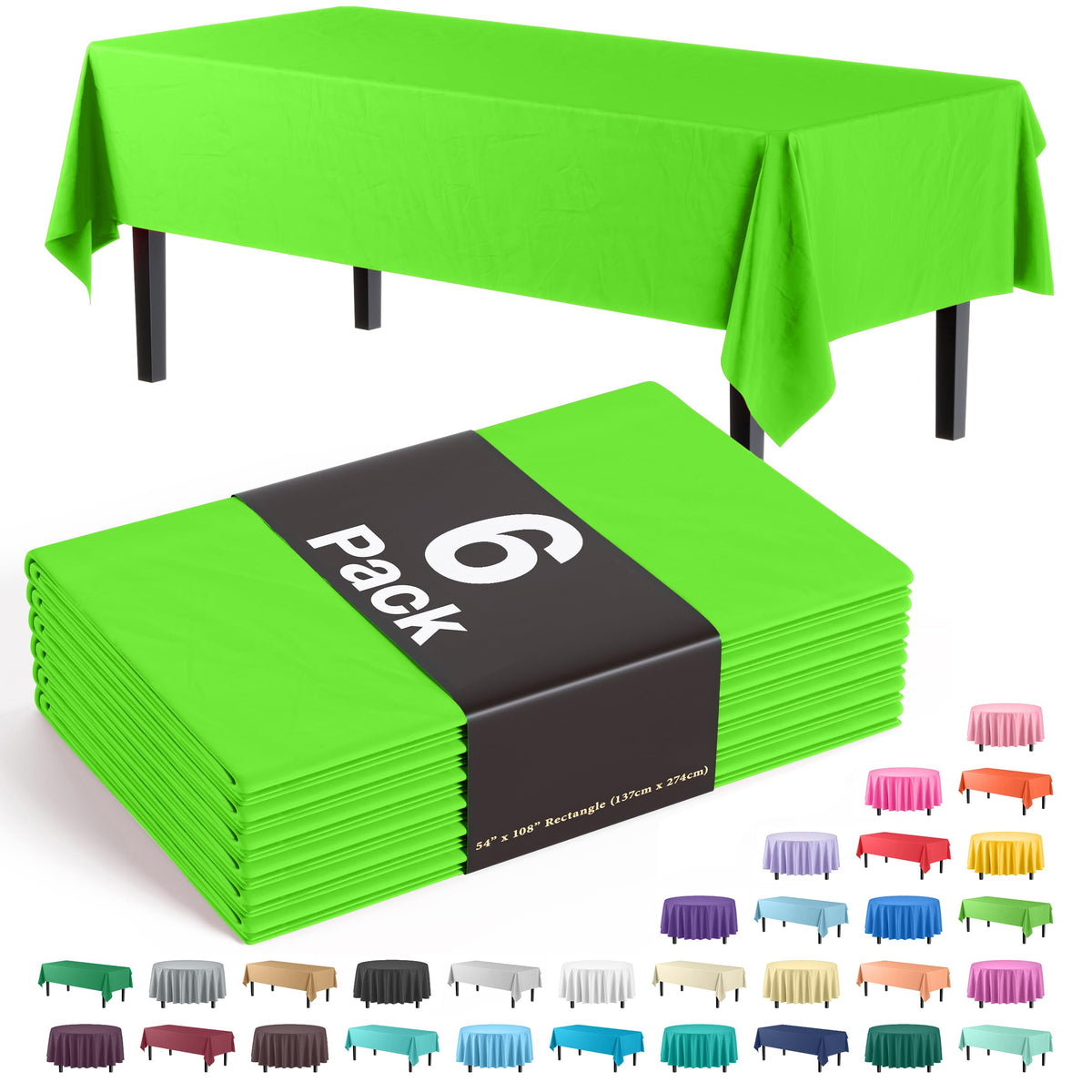 Exquisite Purple Plastic Table Cloth Disposable 6 Pack - 54 x 108 Inch Rectangle Tablecloth for 6 Foot Tables - Waterproof Table Cover for Party Wedding Birthday Graduation BBQ Catering