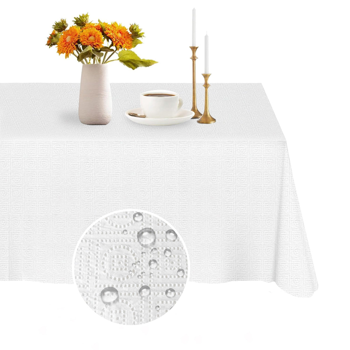 White Paper Tablecloths for Rectangle Tables 12 Pack - 54 x 108 Inches - 3 Ply Premium Paper & Plastic Table Cloths for Parties Disposable, Rectangle Tablecloth for Wedding, Party, Banquet