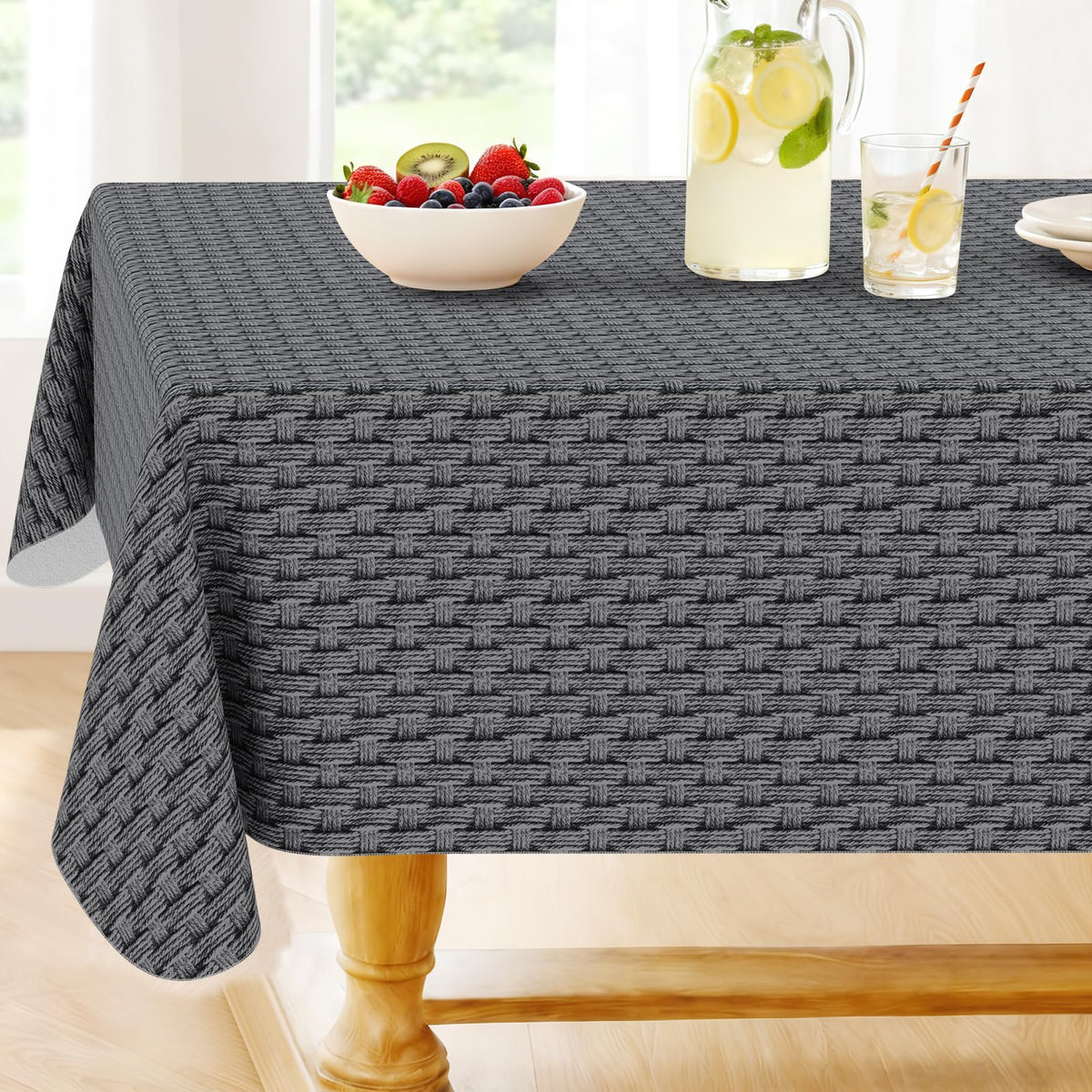 Smiry Fall Rectangle Table Cloth, Waterproof Vinyl Tablecloth with Flannel Backing, Wipeable Autumn Pumpkin Plastic Tablecloths for Harvest and Thanksgiving Parties, (Orange, 60"x84")