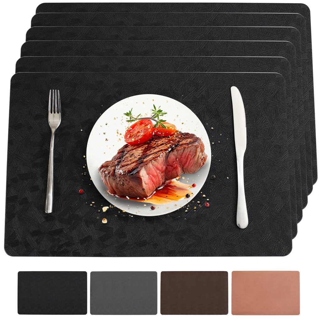 Black Halloween Vinyl Placemats Set of 6 Waterproof Table Mats