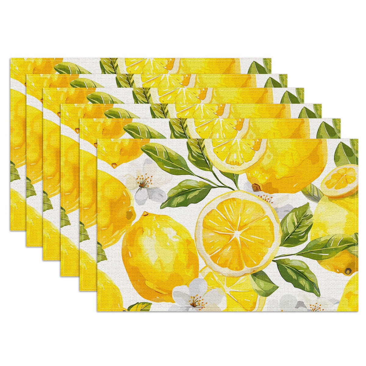 Blue Gold Marble Placemats Set of 6, Linen Place Mat Washable Stain Resistant Table Mats for Farmhouse Kitchen Dining Party Wedding Decor 12x18 Inch