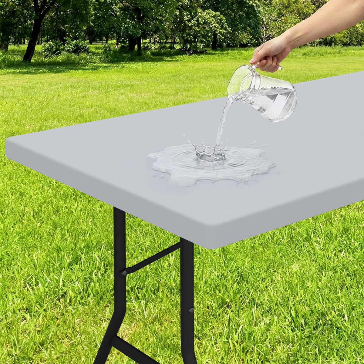 Smiry Rectangle Tablecloth, Elastic Fitted Flannel Backed Vinyl Tablecloths for 6ft Folding Tables, Waterproof Wipeable Table Covers for Indoor, Outdoor, Picnic and Camping (Red, 30"x72")