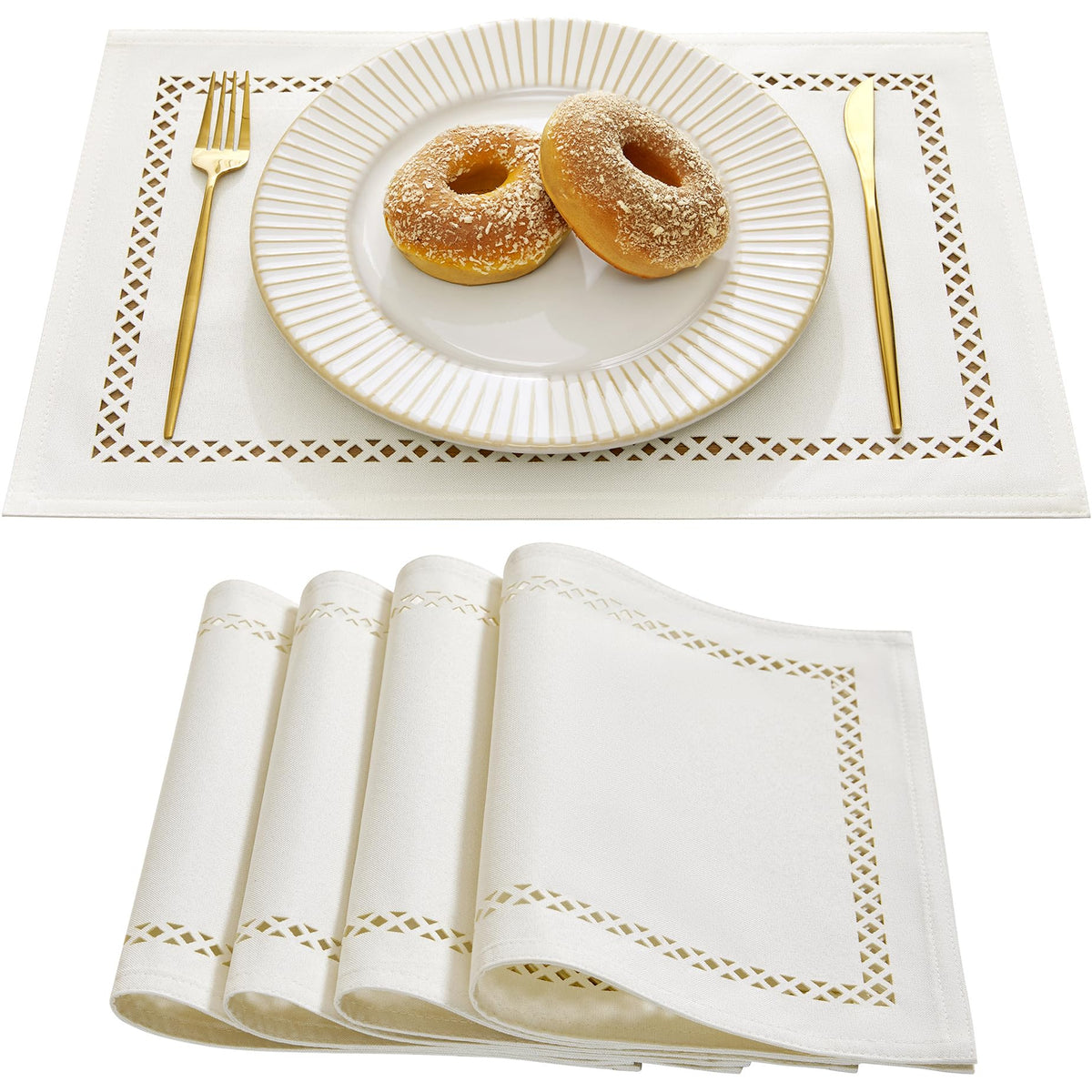Orange Burlap Place Mats, Fall Placemats Set of 4, 12 x 18 Inch