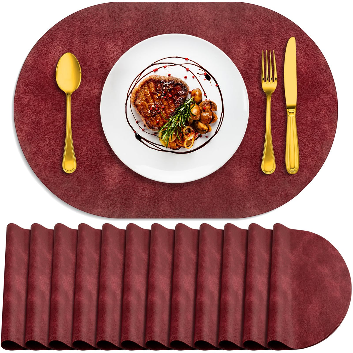 ADRIMER Placemats, Heat Resistant Oval Place Mats Set of 4 Easy to Clean