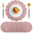 60 Pcs Light Pink Paper Placemats, 13.5 Inch Disposable Scalloped Placemat