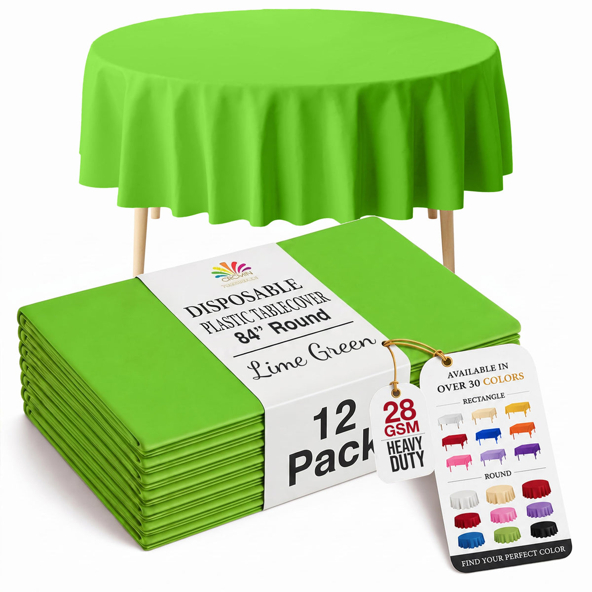 Exquisite Ivory Plastic Table Cloth Disposable 12 Pack, 54 x 108 Inch