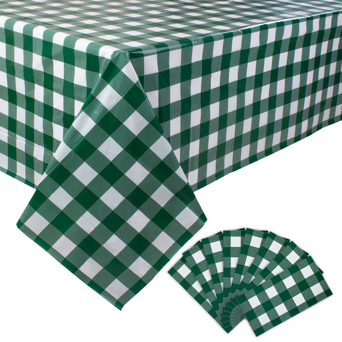 Kesfey 3 Packs Light Blue Gingham Tablecloth Pale Blue and White Checkered Tablecloths 54 x 108 Inches Disposable Plastic Gingham Tablecovers Waterproof Rectangle Picnic Table Cover for Birthday Party