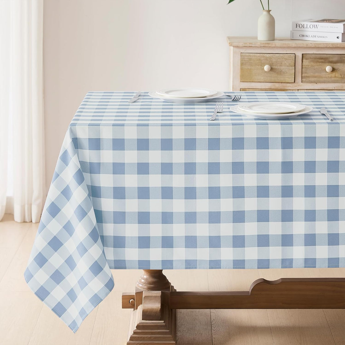 2 Pack Gingham Tablecloth Rectangle Checkered Tablecloth Washable