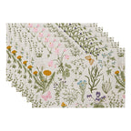 QIYI Boho Table Placemats Set of 4, 12"x18" Linen Place Mats, Wildflowers
