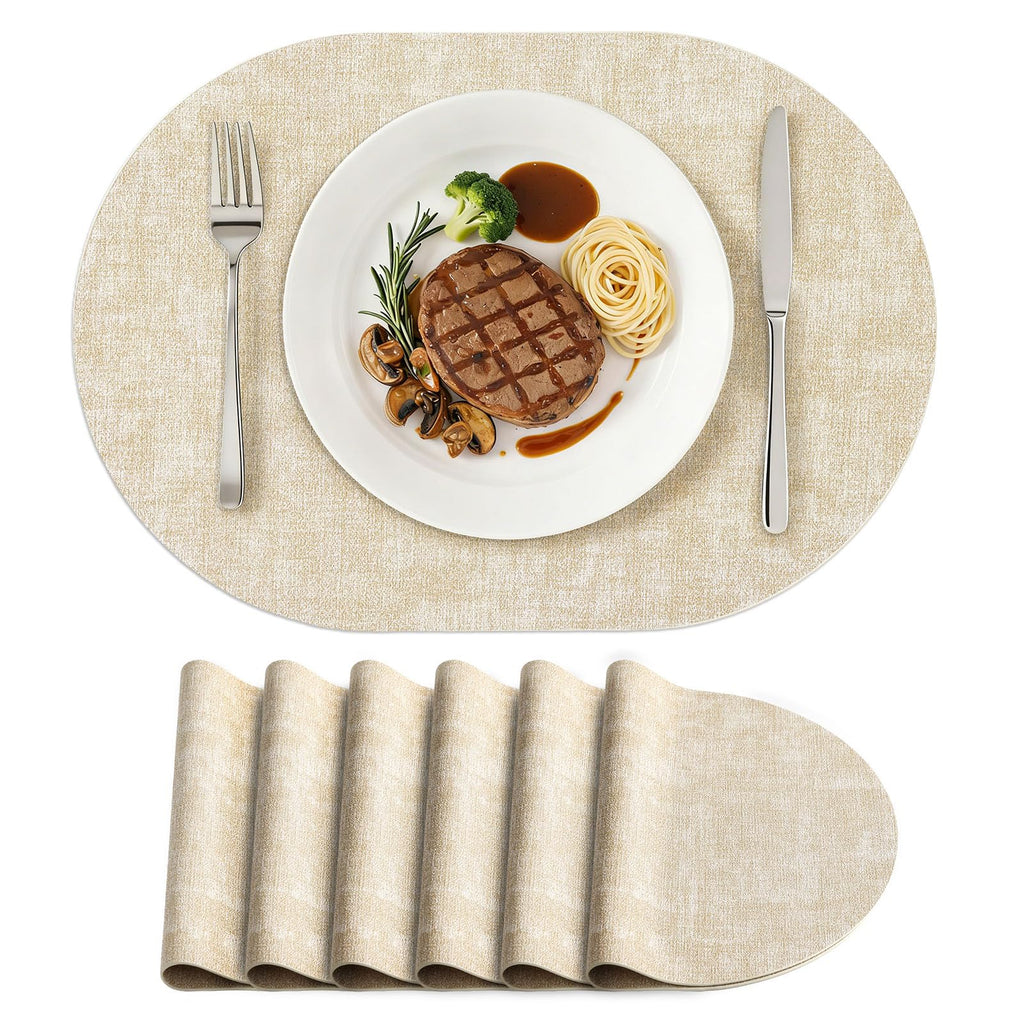 homing Heat Resistant Oval Placemats Set of 6, Light Grey