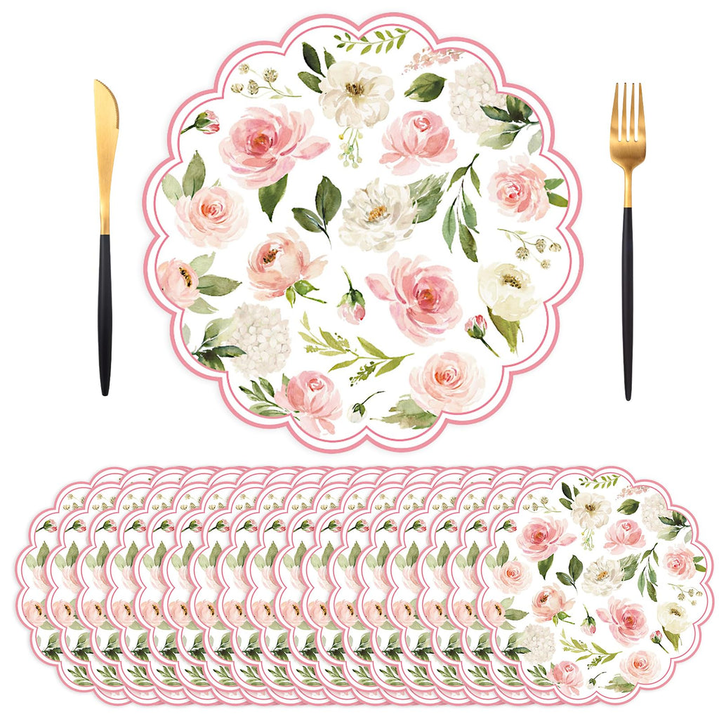50 PCS Paper Placemats Disposable, Vintage Wildflower Place Mats