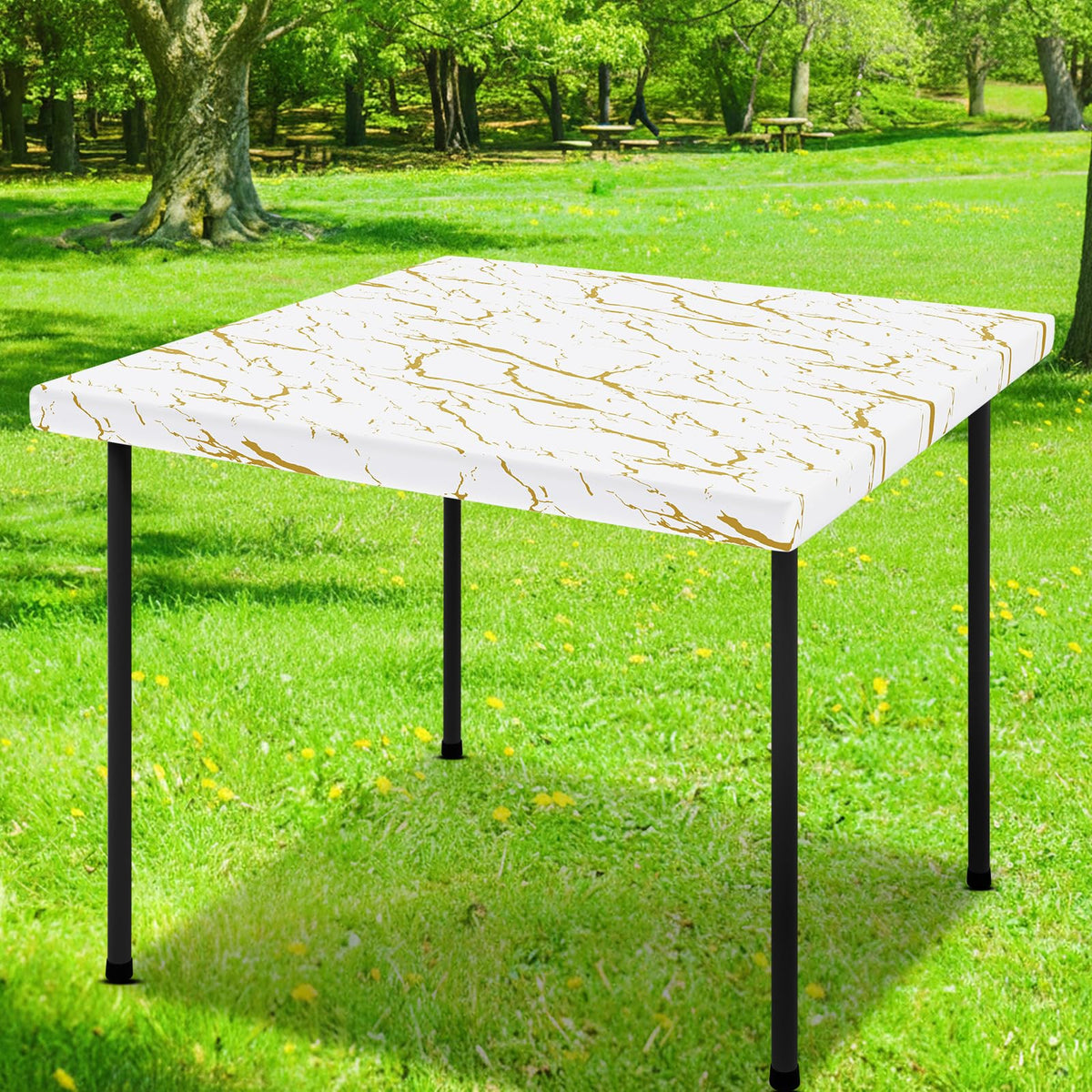 Smiry Rectangle Table Cloth, Waterproof Plastic Table Cover for 5FT Tables